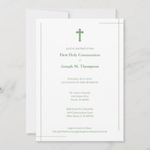 Carte De Remerciements Monnaie moderne Vert & Blanc Première Sainte Commu