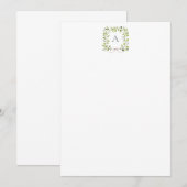 Carte De Remerciements Monogram Greenery Wreath & Bow (Devant / Derrière)