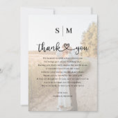 Carte De Remerciements Monogram Heart Script Photo Wedding  (Devant)