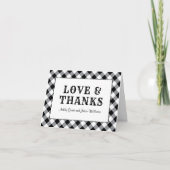 Carte De Remerciements monograme de Rustic Black Gingham Plaid (Devant)