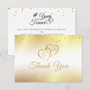 Carte De Remerciements Monogramme Anniversaire Cœur en Or Années Pour Tou
