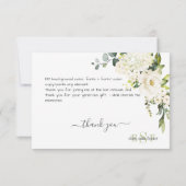 Carte De Remerciements Monogramme Aquarelle Albâtre Roses Hydrangée (Dos)