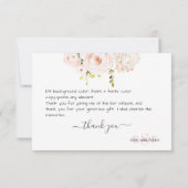 Carte De Remerciements Monogramme Aquarelle Roses rose pâle Hydrangea (Dos)