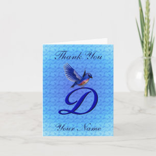 Carte De Remerciements Monogramme Bluebird Initiale D Personnalisé