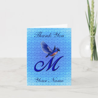 Carte De Remerciements Monogramme Bluebird Initiale M Personnalisé