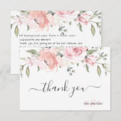 Carte De Remerciements Monogramme Blush Dusty Rose Aquarelle Fleurs (Devant / Derrière)