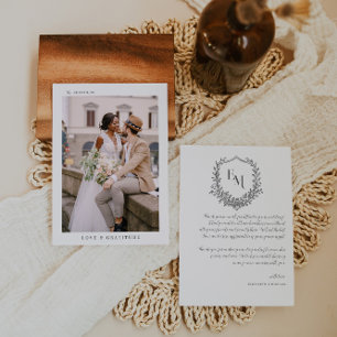 Carte De Remerciements Monogramme Boho Moderne   Remerciement de Mariage 