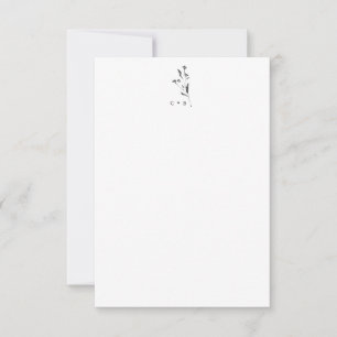 Carte De Remerciements Monogramme botanique simple Mariage boho minimal