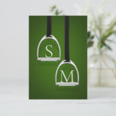 Carte De Remerciements Monogramme Chasseur de fer à sirop vert équestre (Debout devant)