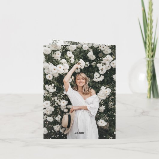 Carte De Remerciements Monogramme classique I Graduation Cap Photo modern (Dos)