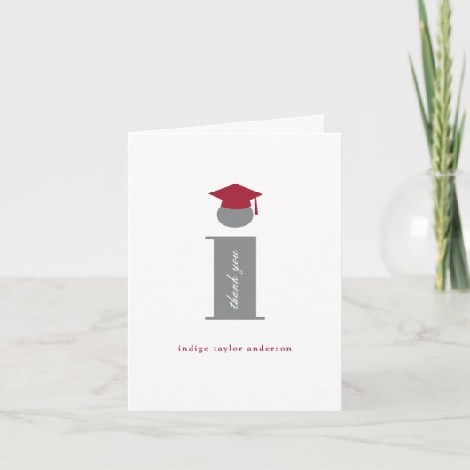 Carte De Remerciements Monogramme classique I Graduation Cap Photo modern (Devant)