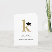 Carte De Remerciements Monogramme classique K Graduation Cap Photo modern (Devant)