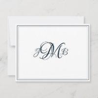 Monogramme classique Marine & Flourish Script blan