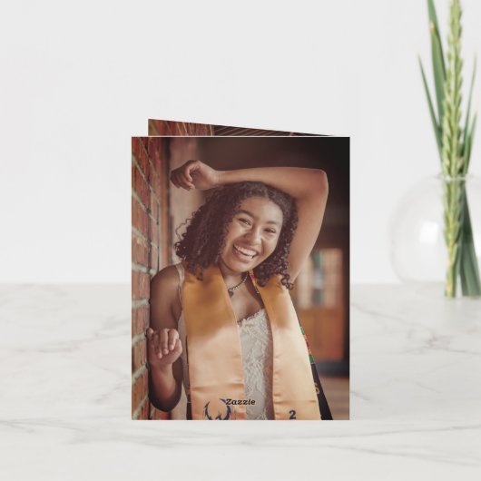 Carte De Remerciements Monogramme classique Q Graduation Cap Photo modern (Dos)