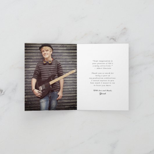 Carte De Remerciements Monogramme classique Y Graduation Cap Photo modern (Intérieur)