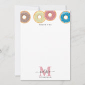 Carte De Remerciements Monogramme Coloré Donuts & Sprinkles (Devant)