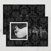 Carte De Remerciements Monogramme Damask Remerciements cartes, plat (Devant / Derrière)