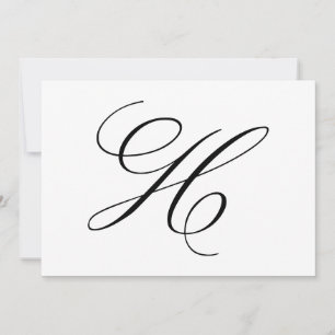 Carte De Remerciements Monogramme de lettre H calligraphié pour mariage