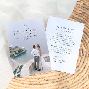Carte De Remerciements Monogramme de mariage Photo de script élégant et