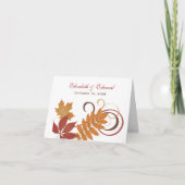 Carte De Remerciements Monogramme de mariage rustique avec feuilles tomba (Devant)