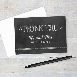 Carte De Remerciements Monogramme de mariage sur tableau noir écriture ru
