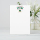 Carte De Remerciements Monogramme de Pickleball Rose et Jaune Preppy (Debout devant)