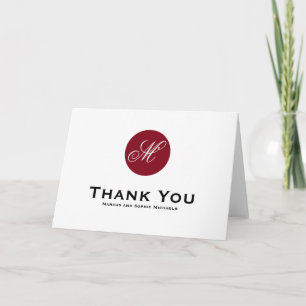 Carte de remerciements Monogramme en brique rouge