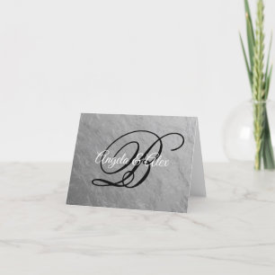 Carte De Remerciements Monogramme Faux Silver Nugget Foil