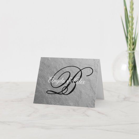 Carte De Remerciements Monogramme Faux Silver Nugget Foil (Devant)