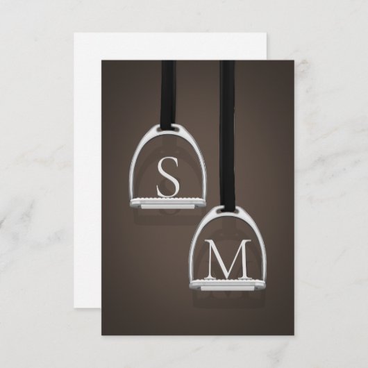 Carte De Remerciements Monogramme Fer à rupe foncé Brown équestre (Devant / Derrière)