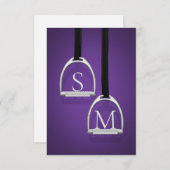 Carte De Remerciements Monogramme Fer à rupe foncé violet équestre (Devant / Derrière)