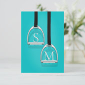 Carte De Remerciements Monogramme Fer à rupe Turquoise Equestre (Debout devant)
