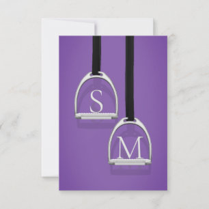 Carte De Remerciements Monogramme Fer à rupe violet Equestre