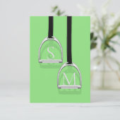 Carte De Remerciements Monogramme Fer à sirop d'érable Lime vert équestre (Debout devant)