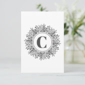Carte De Remerciements Monogramme Flocon de Noël Christmas (Debout devant)