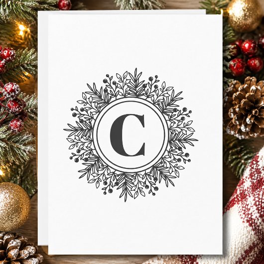 Carte De Remerciements Monogramme Flocon de Noël Christmas