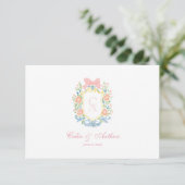 Carte De Remerciements Monogramme floral rococo Couronne de mariage (Debout devant)