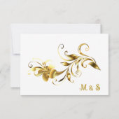 Carte De Remerciements Monogramme géométrique Floral d'or noir Mariage ar (Dos)