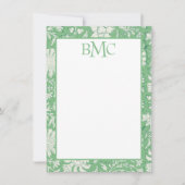 Carte De Remerciements Monogramme Green Floral Block Imprimer la papeteri (Devant)