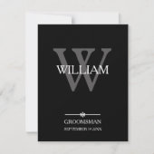 Carte De Remerciements Monogramme Groomsman + Nom Cool de script classiqu (Devant)