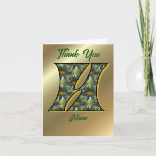 Carte De Remerciements Monogramme Initial H Art Personnalisé Fleurs