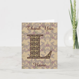 Carte De Remerciements Monogramme Initiale L Élégant Floral Vintage