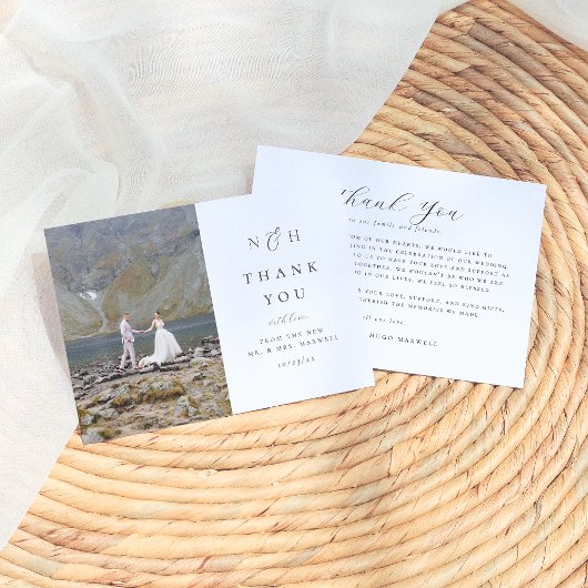 Carte De Remerciements Monogramme Initiales élégant Ampersand Photo Maria