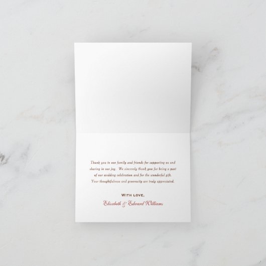 Carte De Remerciements Monogramme Mariage Feuille en chute rustique (Intérieur)