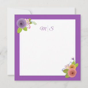 Carte De Remerciements Monogramme minimaliste couronne florale Personnali