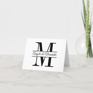 Carte De Remerciements Monogramme personnalisé de mariage partagé