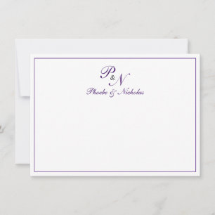 Carte De Remerciements Monogramme royal violet traditionnel Mariage offic