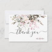 Carte De Remerciements Monogramme Vert Blush Eucalyptus Chute Foliage (Devant)
