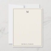 Carte De Remerciements Monogrammed Black & Ecru Professional (Devant)