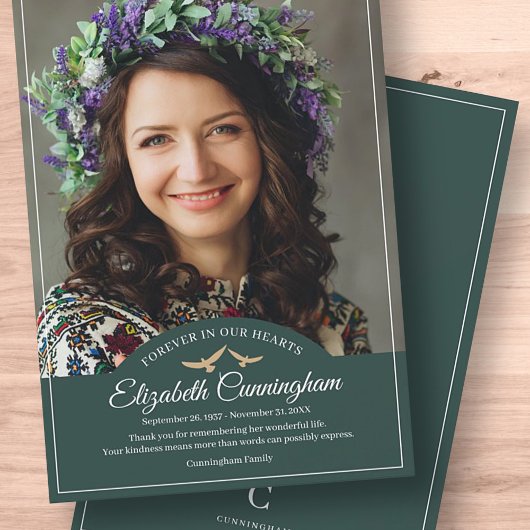 Carte De Remerciements Monogrammes commémoratifs Oiseaux Photo classique